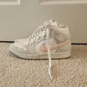 Nike Women's White and Soft Pink High-Top Sneakers